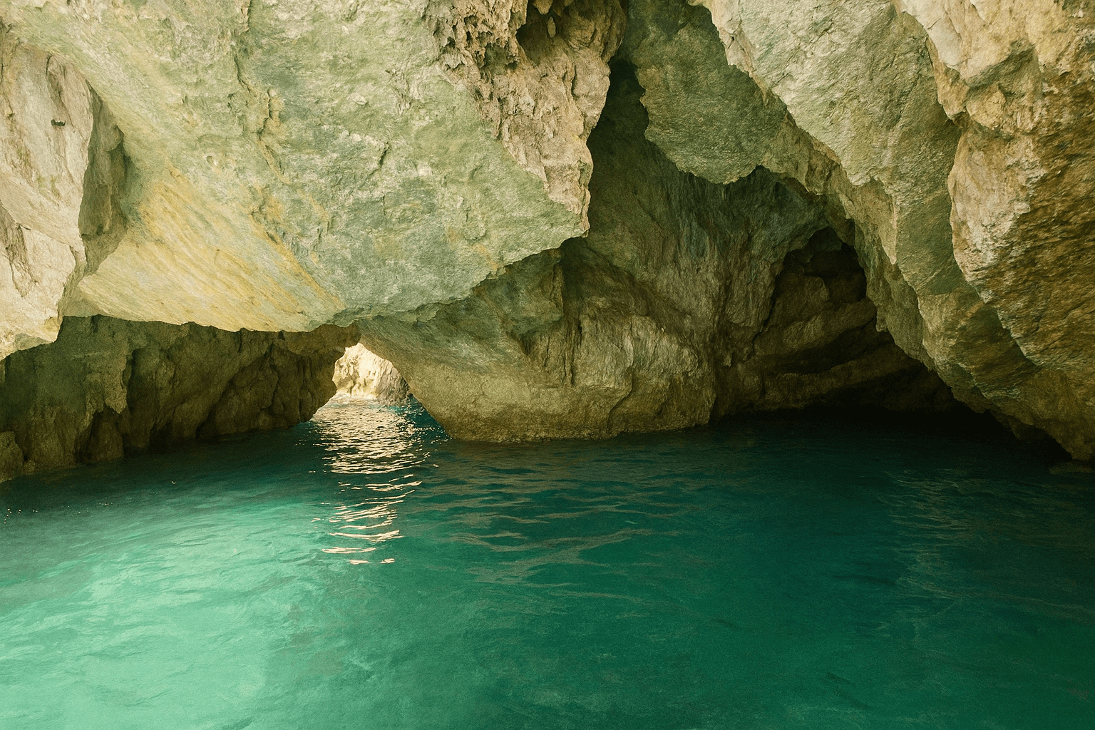 Scuba diving at Grotta Verde (Green Grotto) in Capri