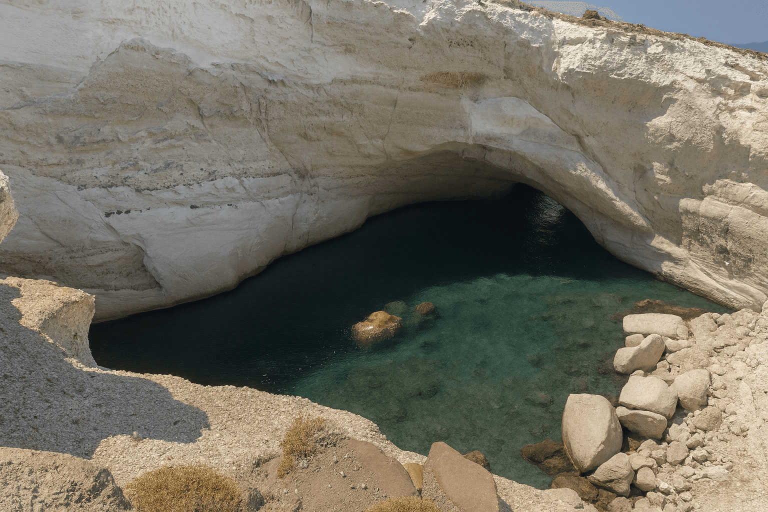 Scuba diving at Sykia Cave in Milos